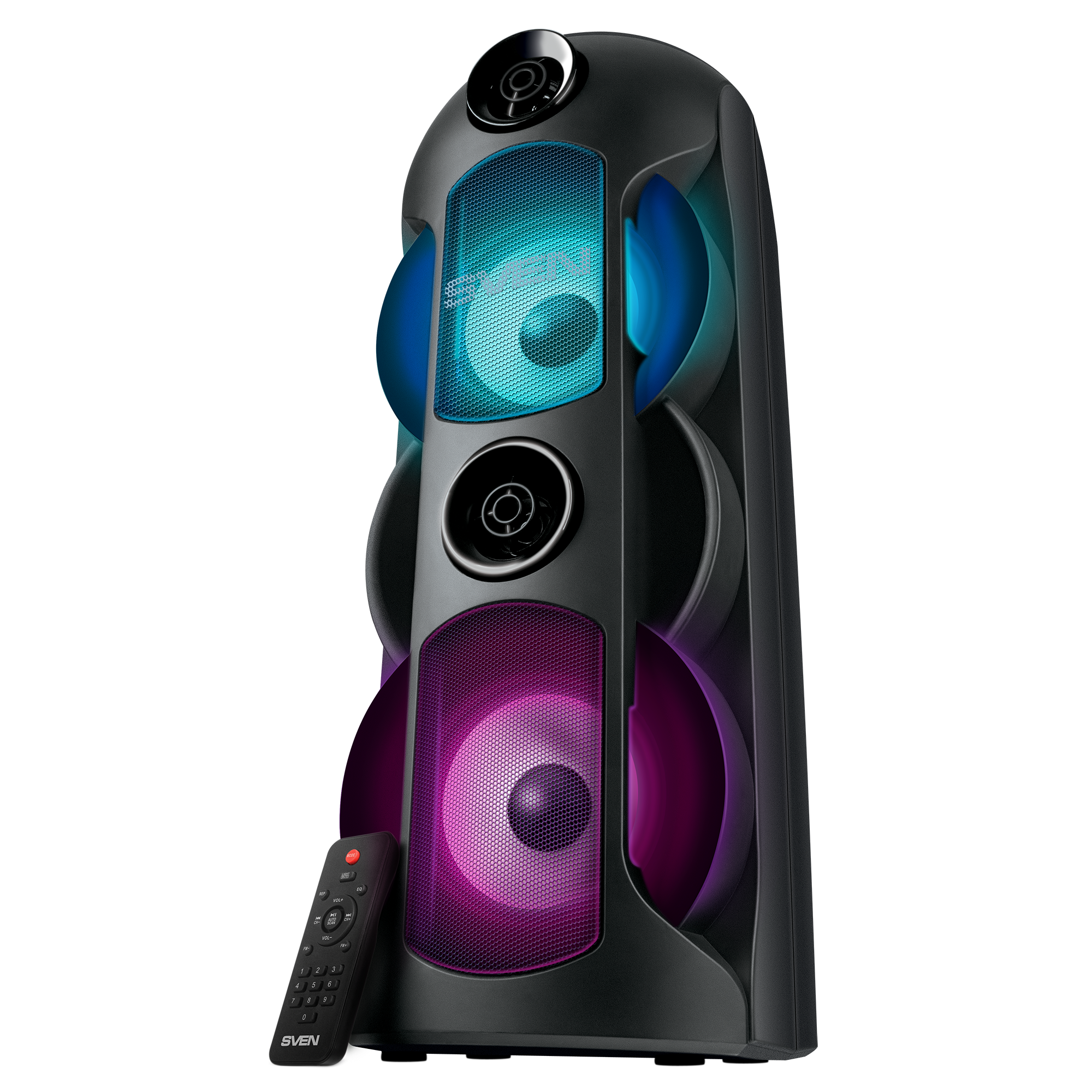 SVEN PS-720 2.0 Мобильные колонки чёрные (2x40W, mini Jack, USB, Bluetooth, FM, micro SD, LED-диспле