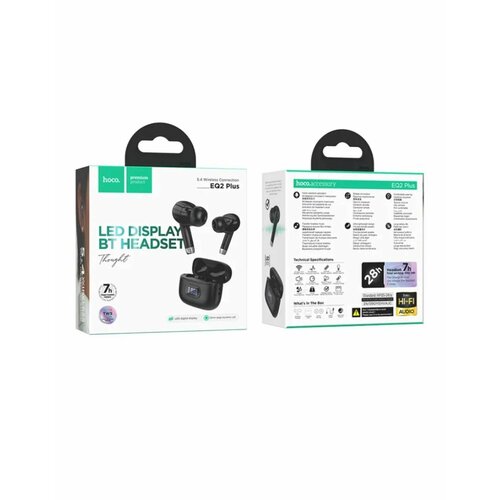 Беспроводные наушники Hoco EQ2 Plus чёрные голосовое управление LED-дисплей мягкие амбушюры 1299₽