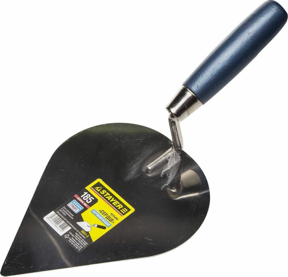 Кельма STAYER 190 мм нержавеющее полотно деревянная рукоятка форма сердце профессиональная 0831-3