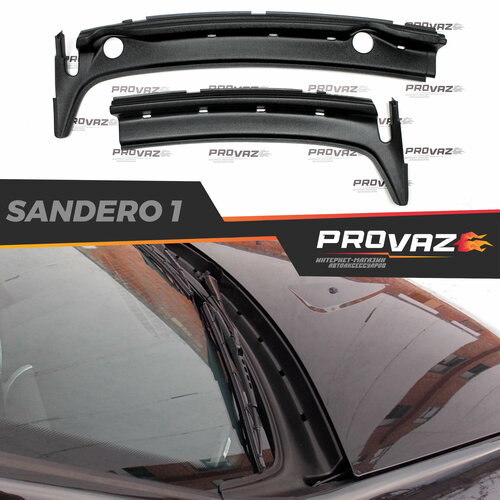 Накладка в проем стеклоочистителей без 3М ленты для Renault Sandero / Рено Сандеро 2009-2013 автомобильный молдинг