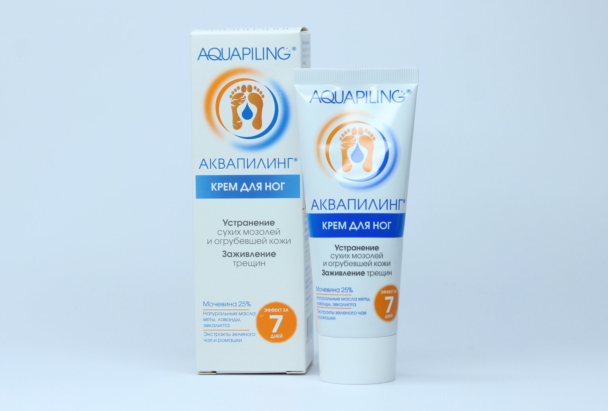 Аквапилинг, крем для ног, для устранения огрубелости кожи, 75 мл — фото 1
