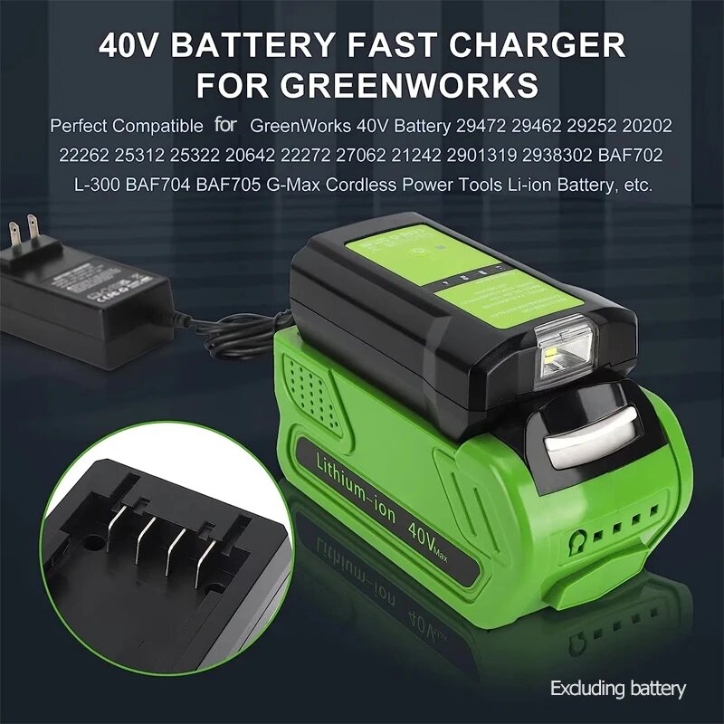 Адаптер для аккумулятора GreenWorks 40В с лампой USB Type-C UK Plug