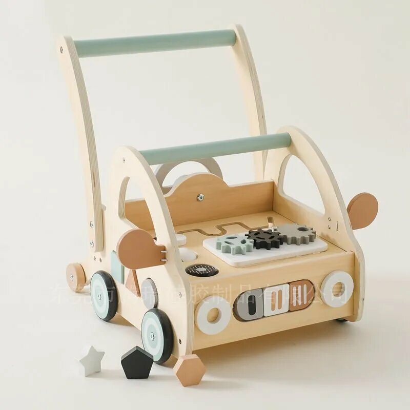 Ходунки детские, дерево, развивающие игрушки, 2 колеса, 1-3 лет, унисекс, светло-зеленые