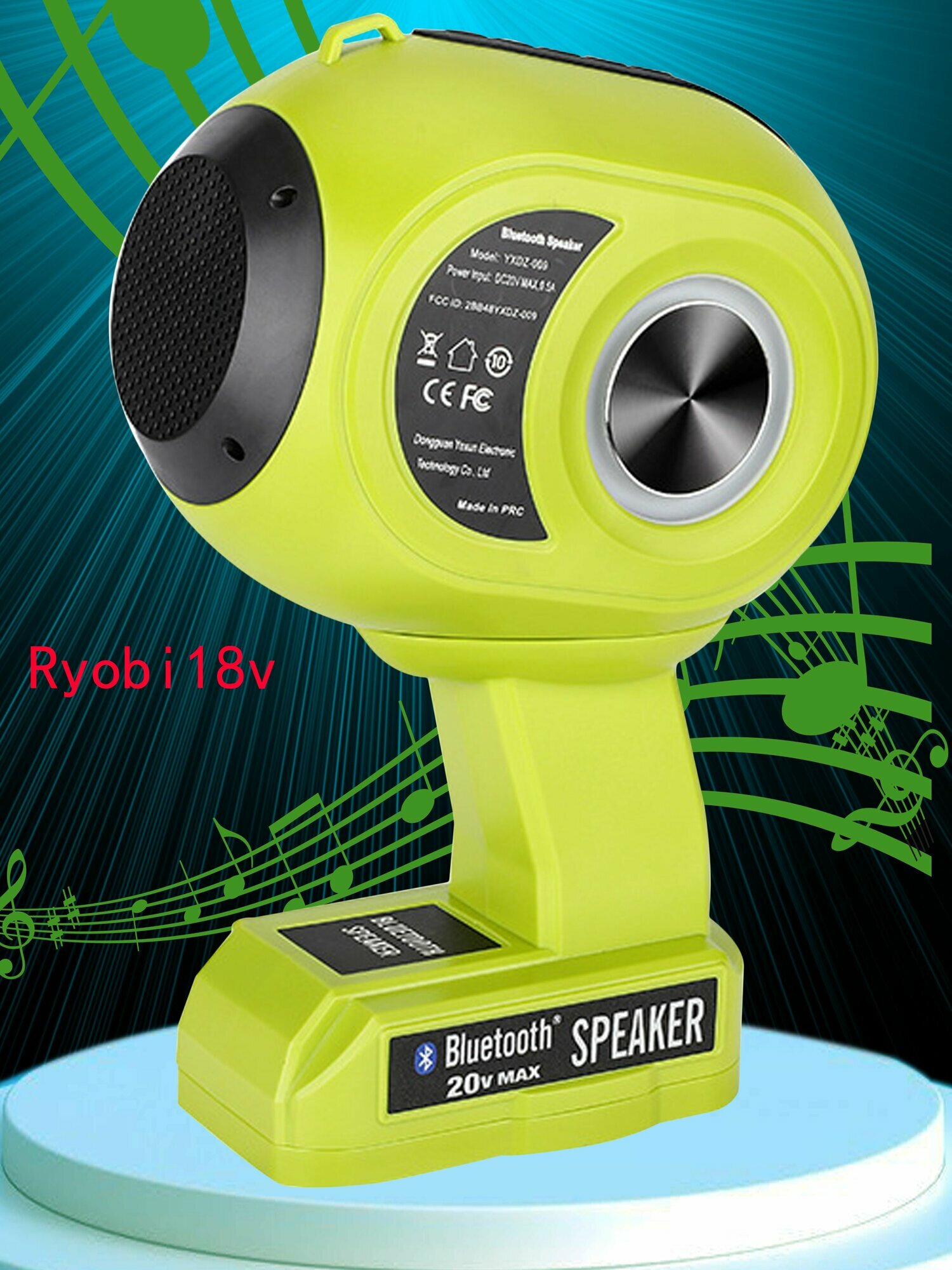LUB 009C динамическая Bluetooth-колонка Ryobi1+ аккумулятор на 18 В TWS BT5.4 портативная беспроводная Bluetooth-колонка с дополнительным TF-входом и USB-портом (батарея в комплект не входит)