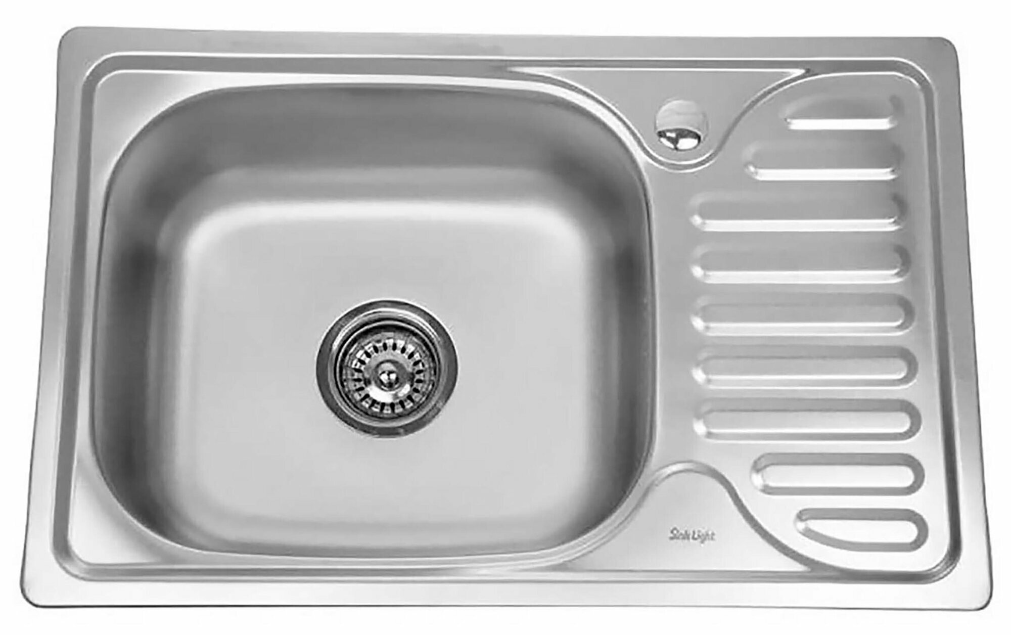 Мойка кухонная врезная нержавеющая сталь прямоугольная 66х42 см. SINKLIGHT N 6642 L 0.8/180 1P полированная