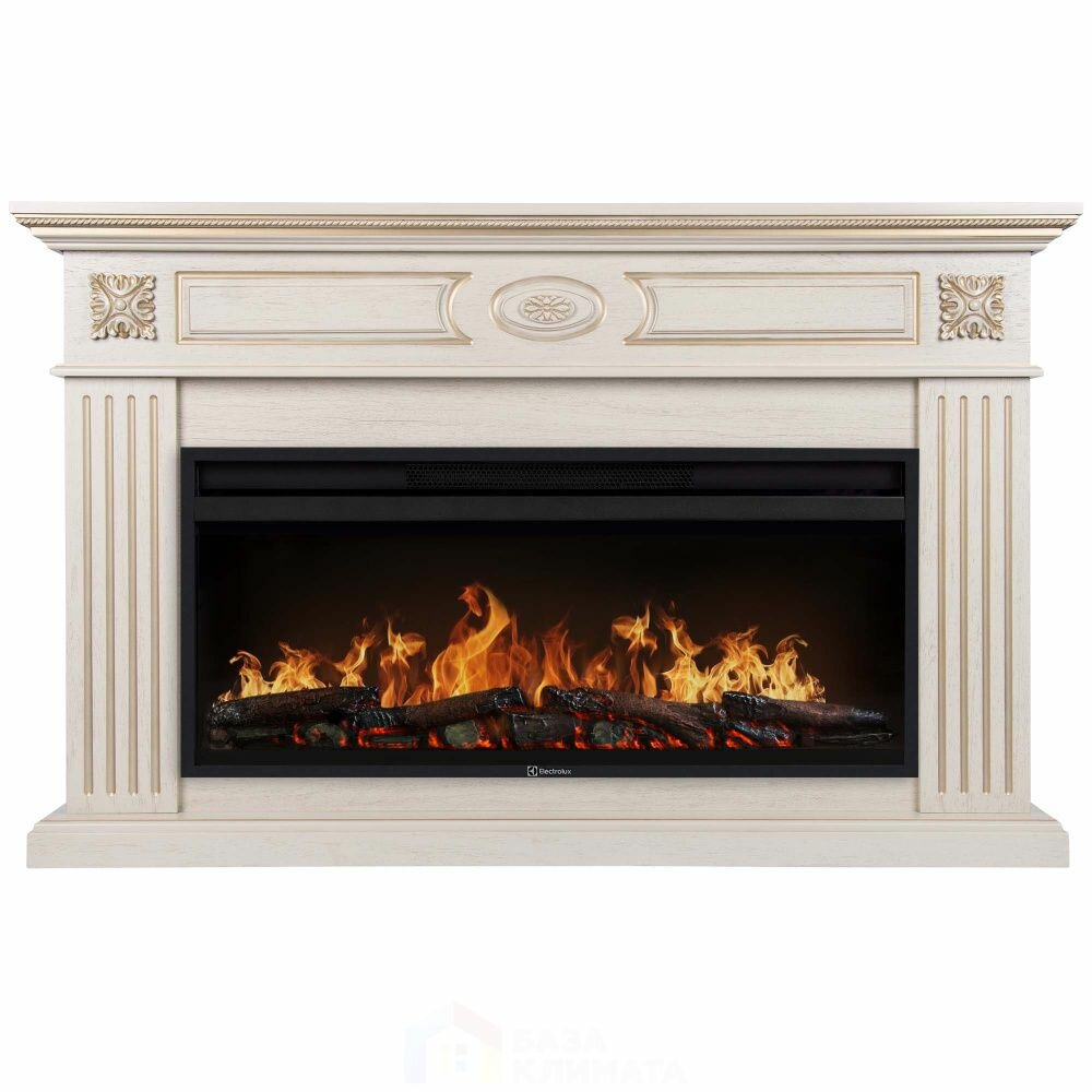 Каминокомплект Electrolux Siena 42/40/36 с очагом EFP/P-4220LS слоновая кость с золотой патиной