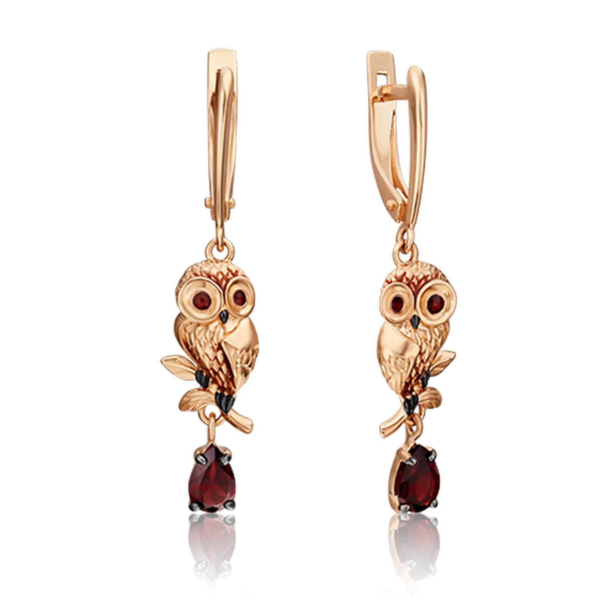 Серьги Diamant online, красное золото, 585 проба, гранат, эмаль