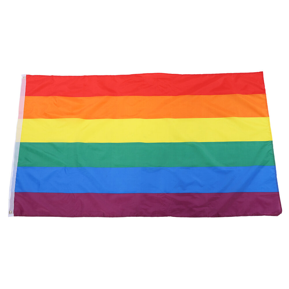 Rainbow Polyester Flag, 35.4*59.1in Wind Resistant Lightweight Rectangular Flag Hand Waving for Patio