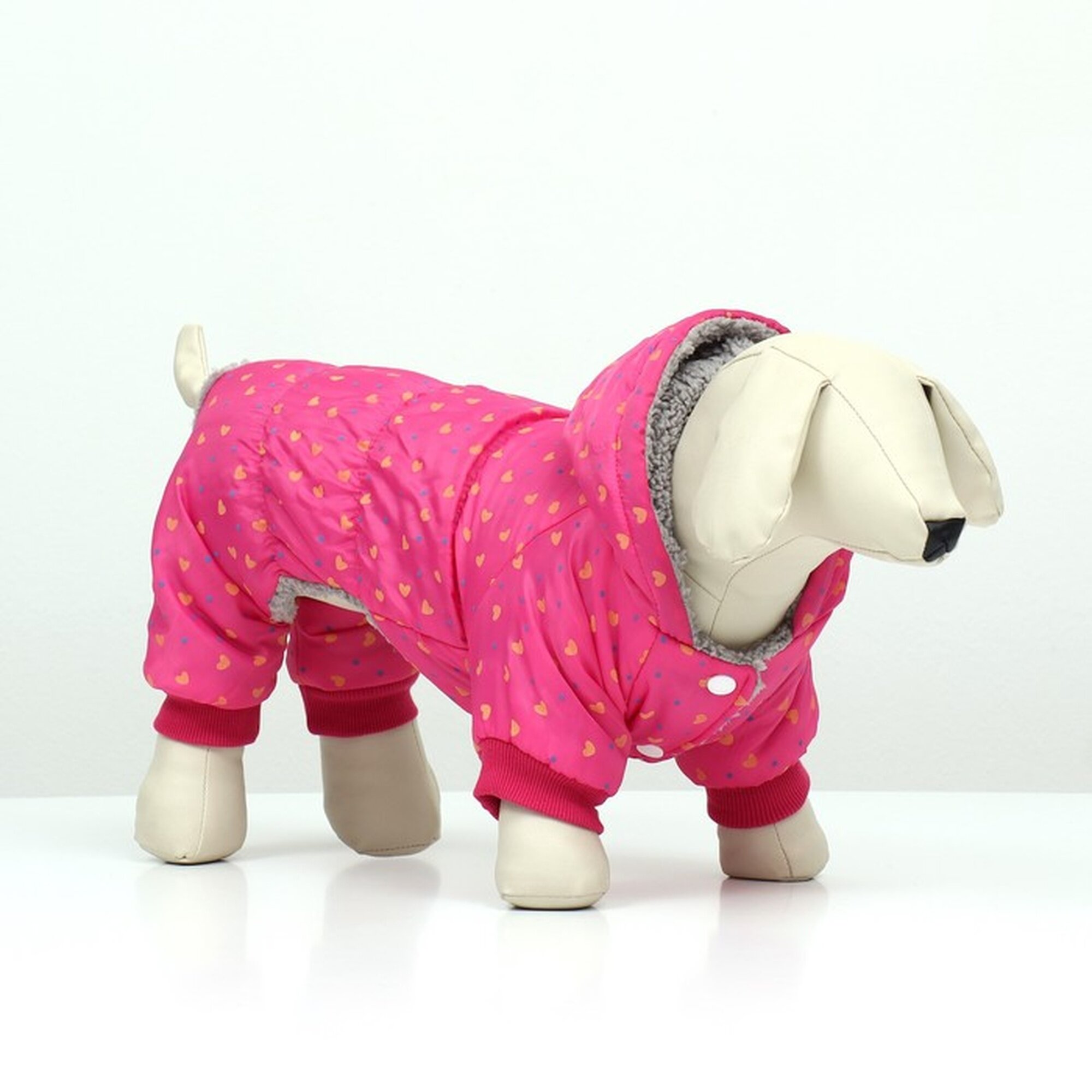 Комбинезон "нежный путь" на меховом подкладе размер 2XL (ДС 45 ОШ 45 ОГ 55 см) розовый