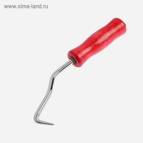 Изображение товара Крюк для вязки арматуры Тундра, деревянная рукоятка, противоскользящая, 21 см