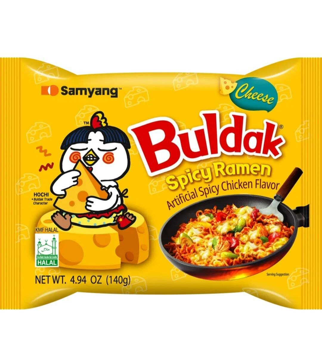 BULDAK корейская лапша быстрого приготовления со вкусом острой курочки и сыра