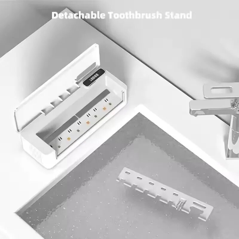 Изображение Xiaomi Smart УФ-дезинфекция, держатель для зубных щеток, настенный органайзер для зубных щеток с автоматической стерилизацией, аксессуары для ванной комнаты, WhiteA