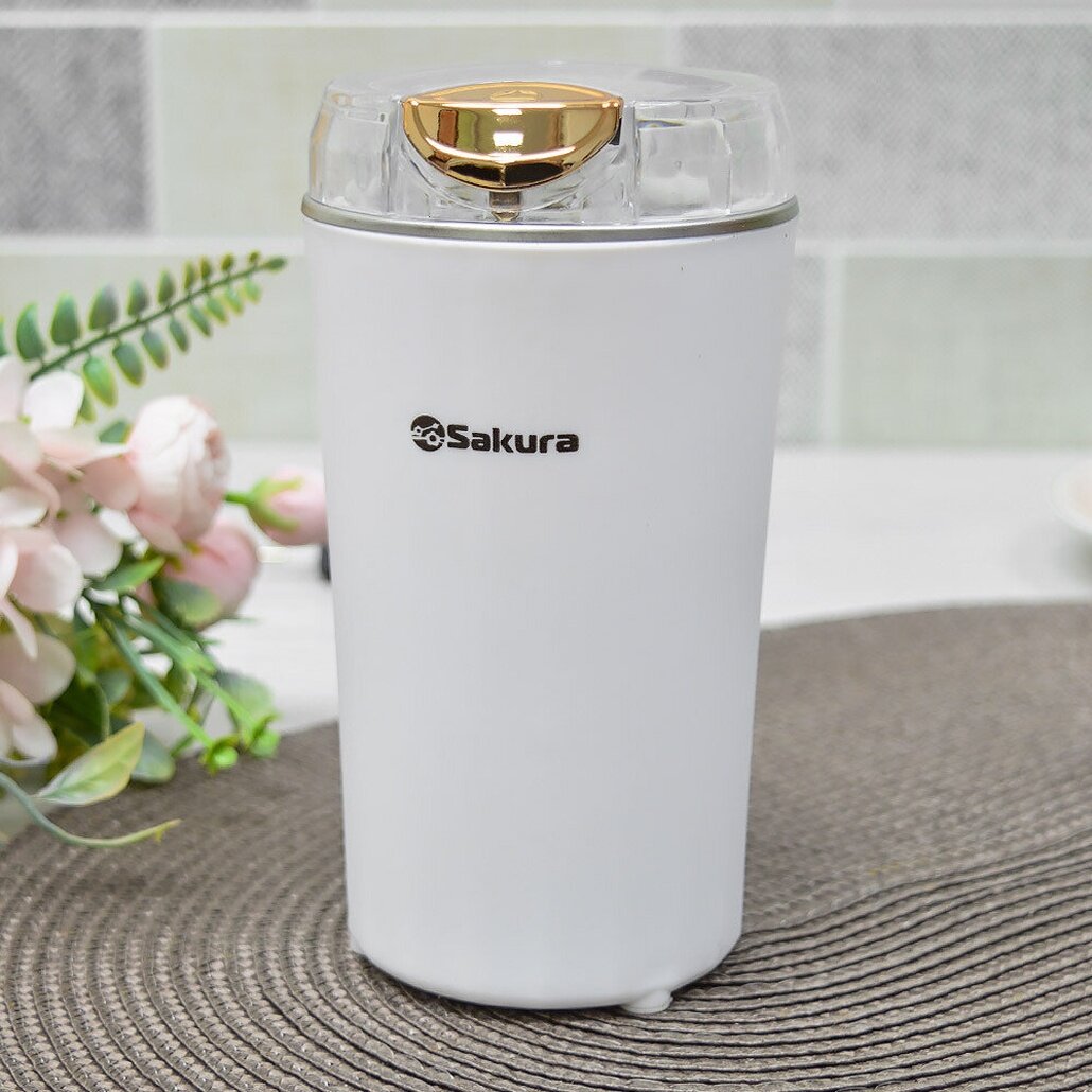 Кофемолка электрическая «SA-6178W» белая 200Вт 100г пластик быстрое измельчение