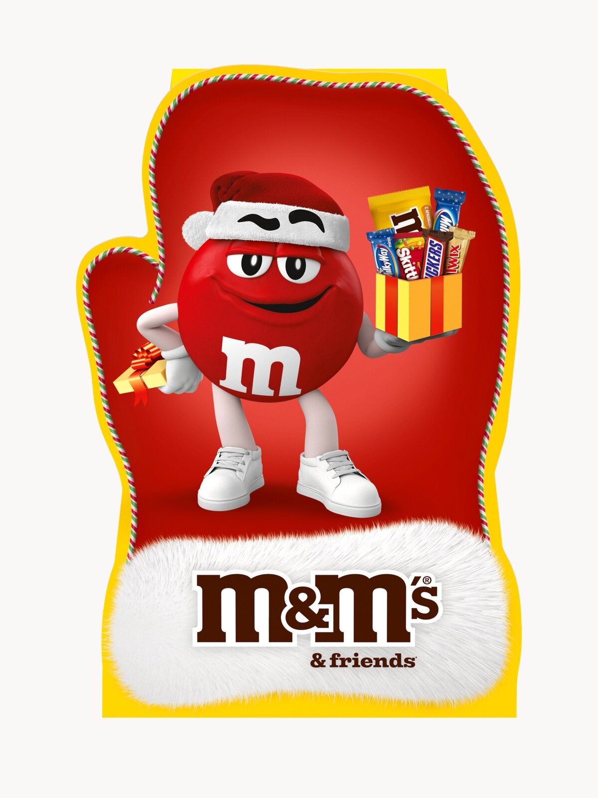 Новогодний подарок набор сладостей M&M's & Friends Варежка: M&M's, Skittles, Snickers, Milky Way, Twix, 121 г