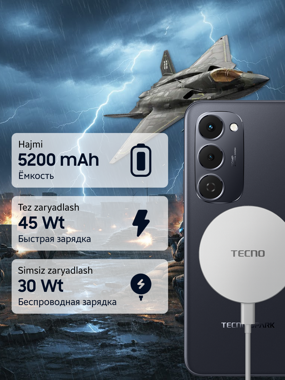 Смартфон TECNO Spark 40 Pro+, 8/256, черный, 6.78’, 2SIM, 5200 мАч, AMOLED экран — фото 1
