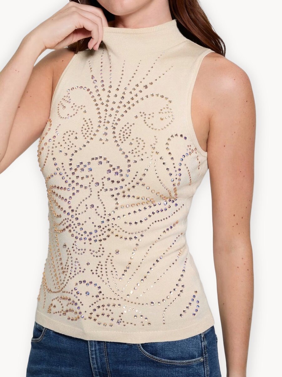 Водолазка GUESS, размер L, бежевый/белый