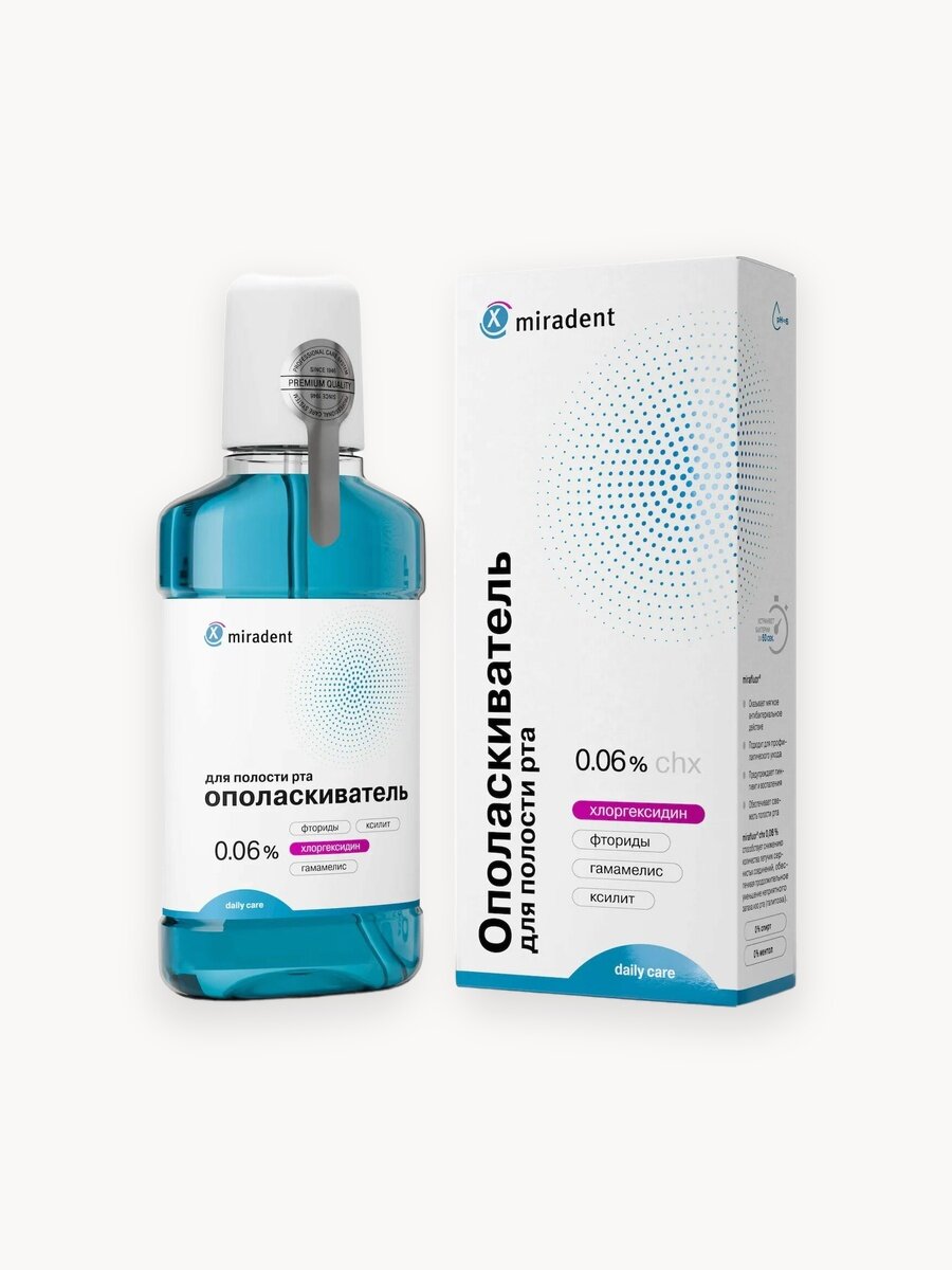Ополаскиватель для полости рта, антибактериальный с хлоргексидином, miradent, MiraFluorChх 0,06%, с дозатором 250 мл