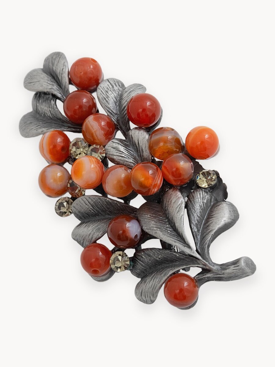 Брошь ЖемАрт, агат, светло-коричневый