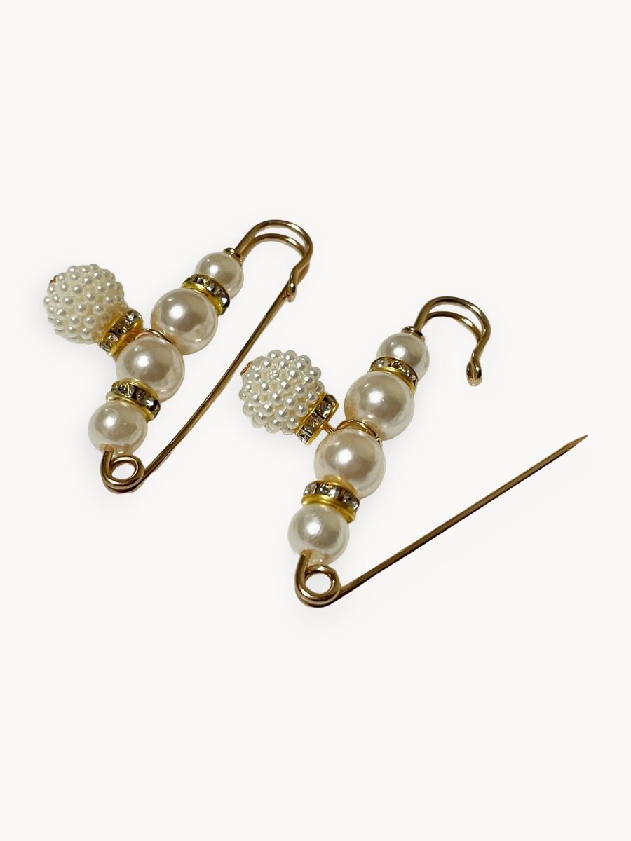 Съемные Металлические Булавки - для брюк, юбок и платьев (белые с ежевикой, 5,8 см)