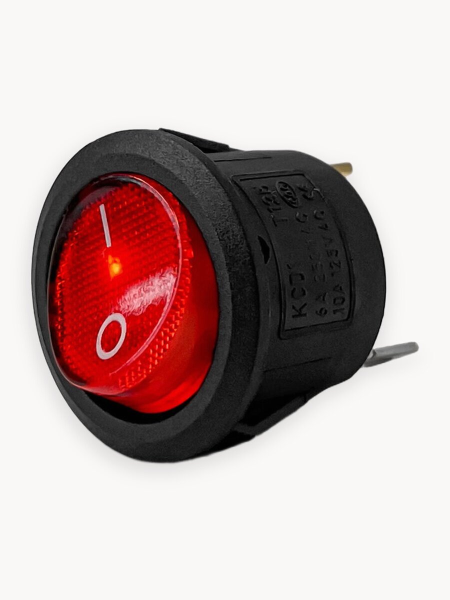 1 шт. Кнопка переключатель с фиксацией, красная, круглая, двухпозиционная, встраиваемая, тумблер с подсветкой