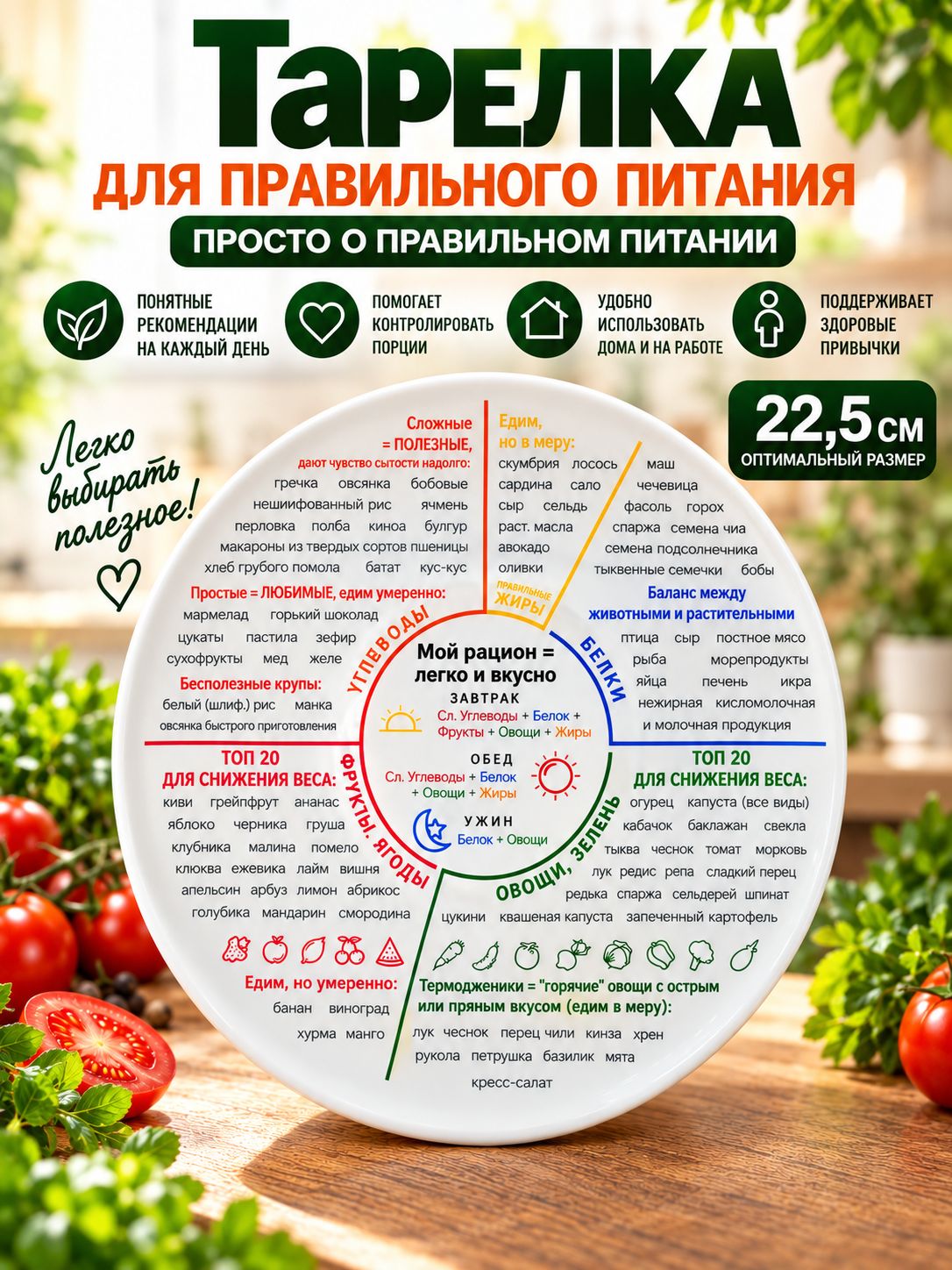 Гарвардская тарелка для похудения 22,5 см фарфор