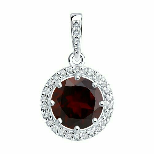 фото Подвеска diamant online, серебро, 925 проба, фианит, гранат