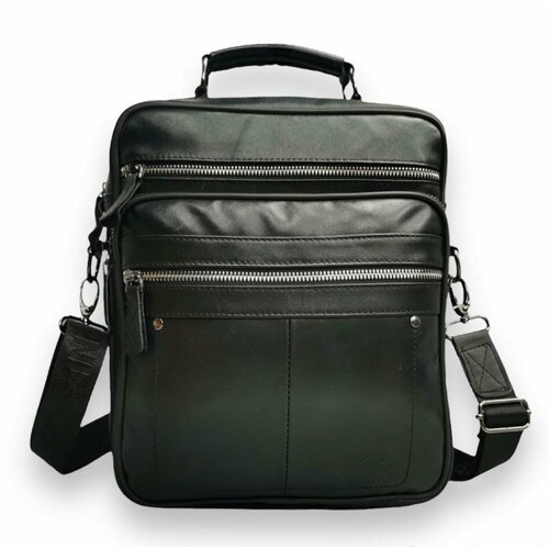 Сумка планшет  BRUONO из натуральной кожи, фактура гладкая, черный