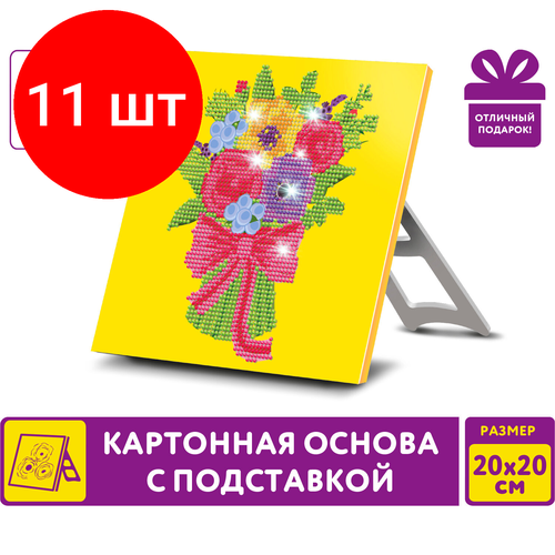 Комплект 11 шт, Картина стразами (алмазная мозаика) 20х20 см, юнландия Букет для мамы, картон, 662432 комплект 3 шт картина стразами алмазная мозаика 20х20 см юнландия бабочка картон 662434