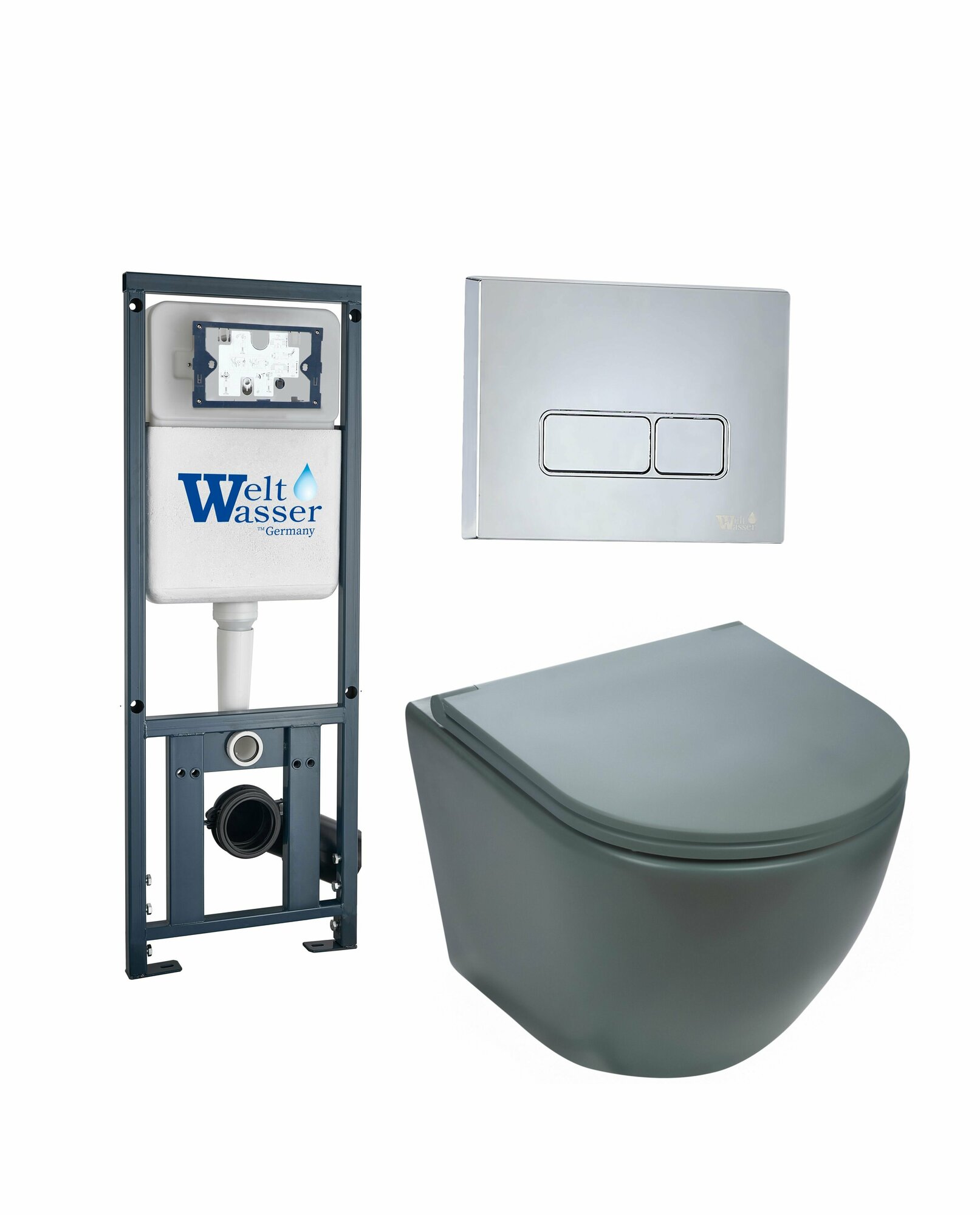 фото Унитаз с инсталляцией Weltwasser MARBERG 410 + MERZBACH 043 MT-GR + MAR 410 SE GL-WT