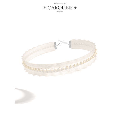 фото Чокер caroline jewelry, жемчуг имитация, кристалл, длина 29 см., белый