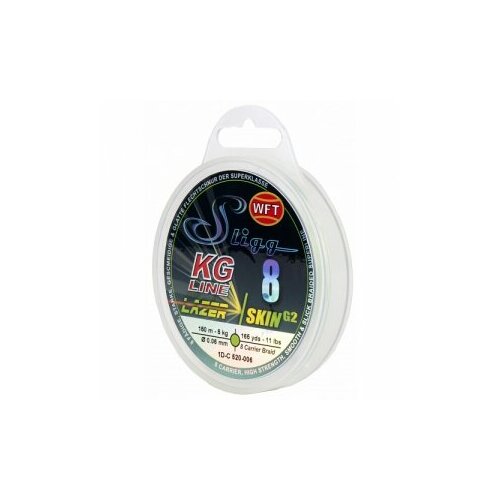 фото Леска плетёная wft kg sligg lazer skin g2 x8 chartreuse150/006