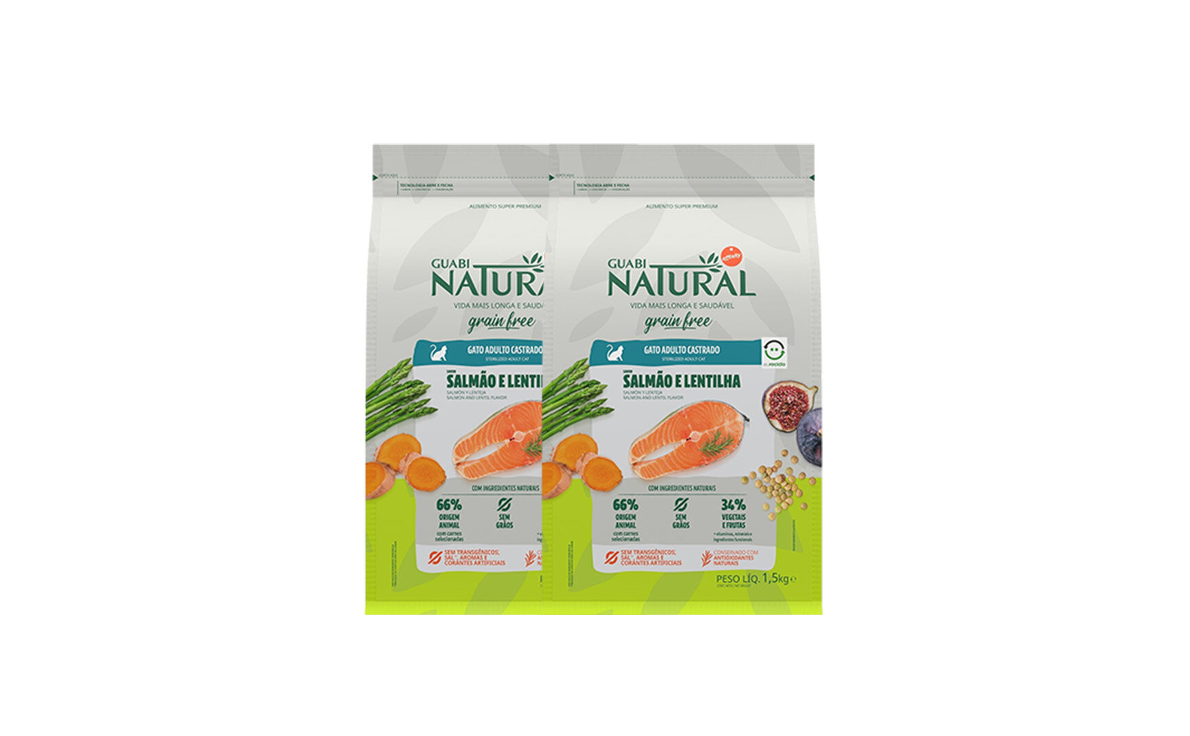 фото Guabi Natural Cat Sterilised GRAIN FREE сухой беззерновой корм для стерилизованных кошек лосось и чечевица 1,5 кг х 3 шт.