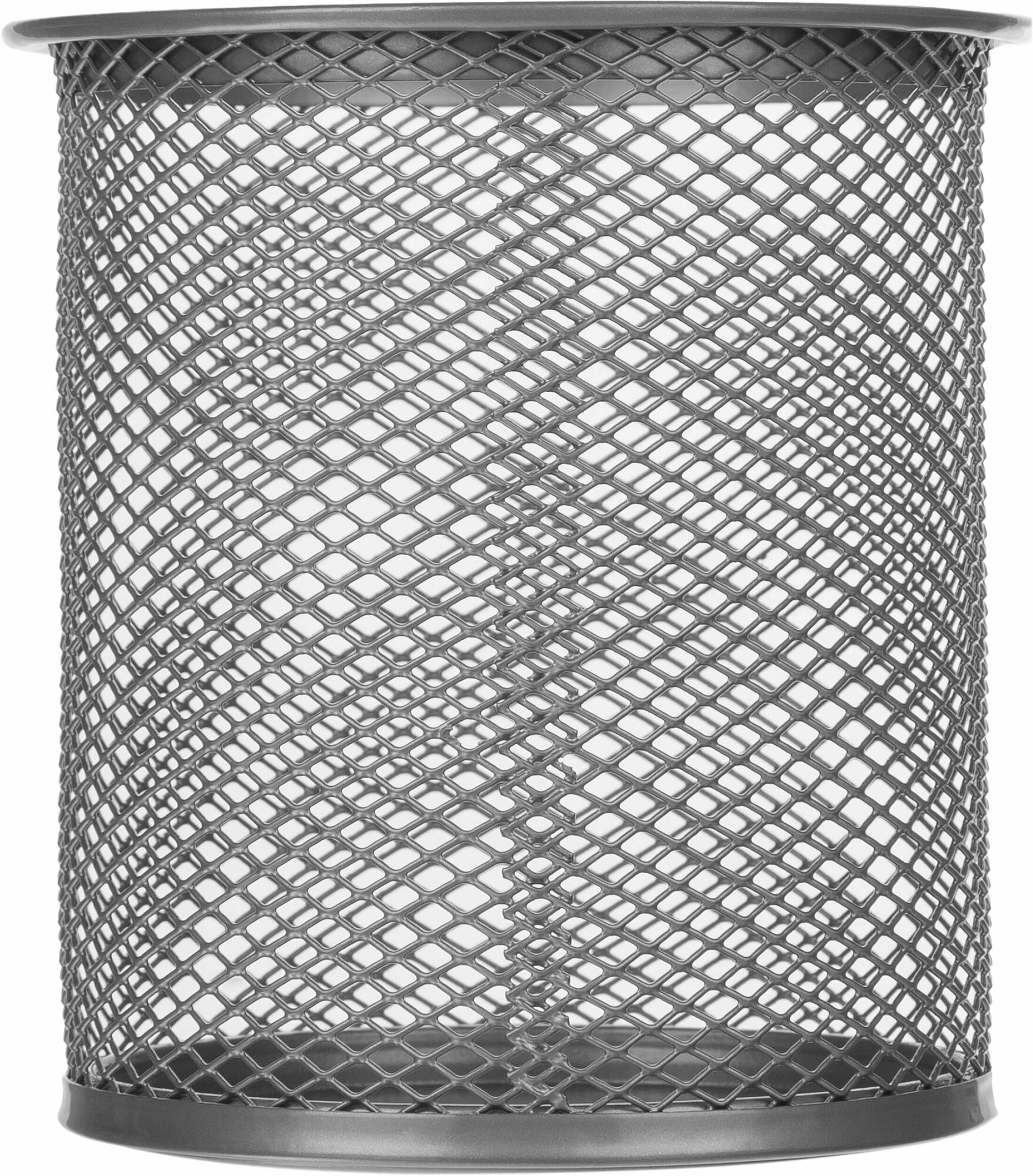 Подставка стакан для канцелярских принадлежностей Deli, серебристая, 89x89x100, 1 отделение