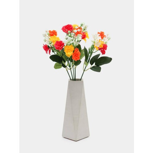 Искусственные цветы. Кустовые розы (3х цв. пластиковый букет ). Высота: 31 см. 15 бутонов
