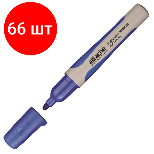 Комплект 66 штук, Маркер для флипчартов по бумаге Attache Selection Octavia син, 2-3мм attache selection набор маркеров для флипчартов octavia 4 цвета 2 3 мм 2 шт