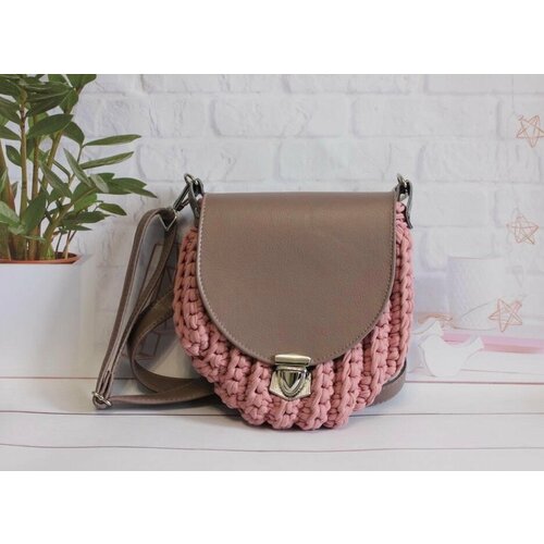 фото Сумка кросс-боди , фактура вязаная, розовый, коралловый нет бренда
