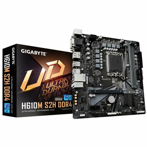 Материнская плата GIGABYTE H610M S2H V3 DDR4 Socket 1700 IntelH610 2xDDR4-3200 D-SUBDVI-DHDMIDP 1xPCI-Ex16 1xPCI-Ex1 4xSATA3 1xM2 8Ch Audio GLan 44xUSB20 962800₽