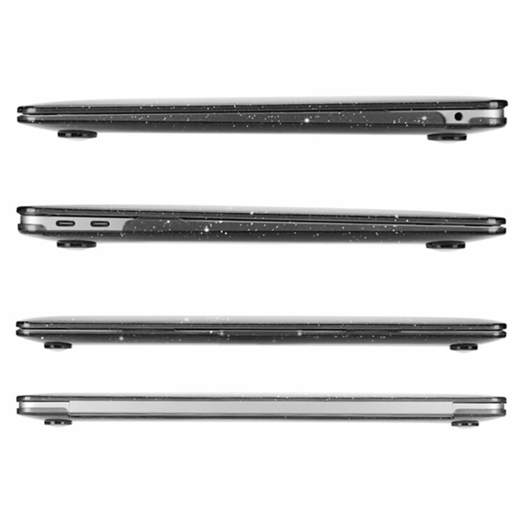 Чехол для Macbook Air 13 2020-2018 A1932, A2179, A2337 M1, Hard Shell Case Черная с блестками