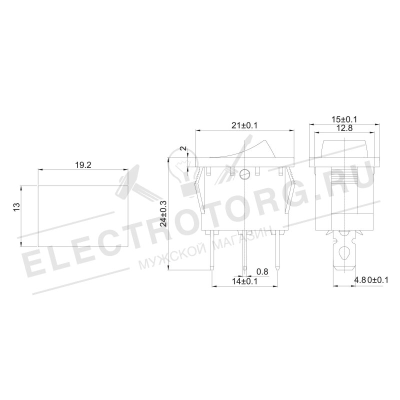 Выключатель Rexant клавишный 12V 15А (3с) ON-OFF желтый с подсветкой Mini (RWB-206-1, SC-768) - фото №3