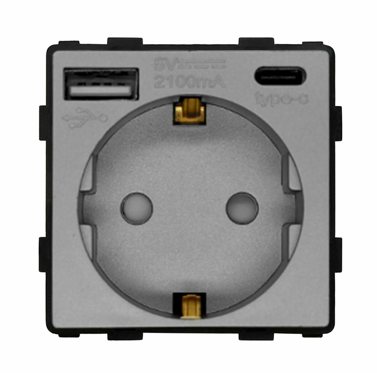 фото Механизм розетки (без рамки) с Usb/Type-C АC, цвет серый