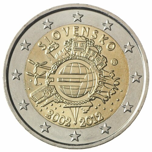 Словакия 2 евро 2012 10 лет наличному обращению евро словакия 2 евро 2012 г 10 лет евро