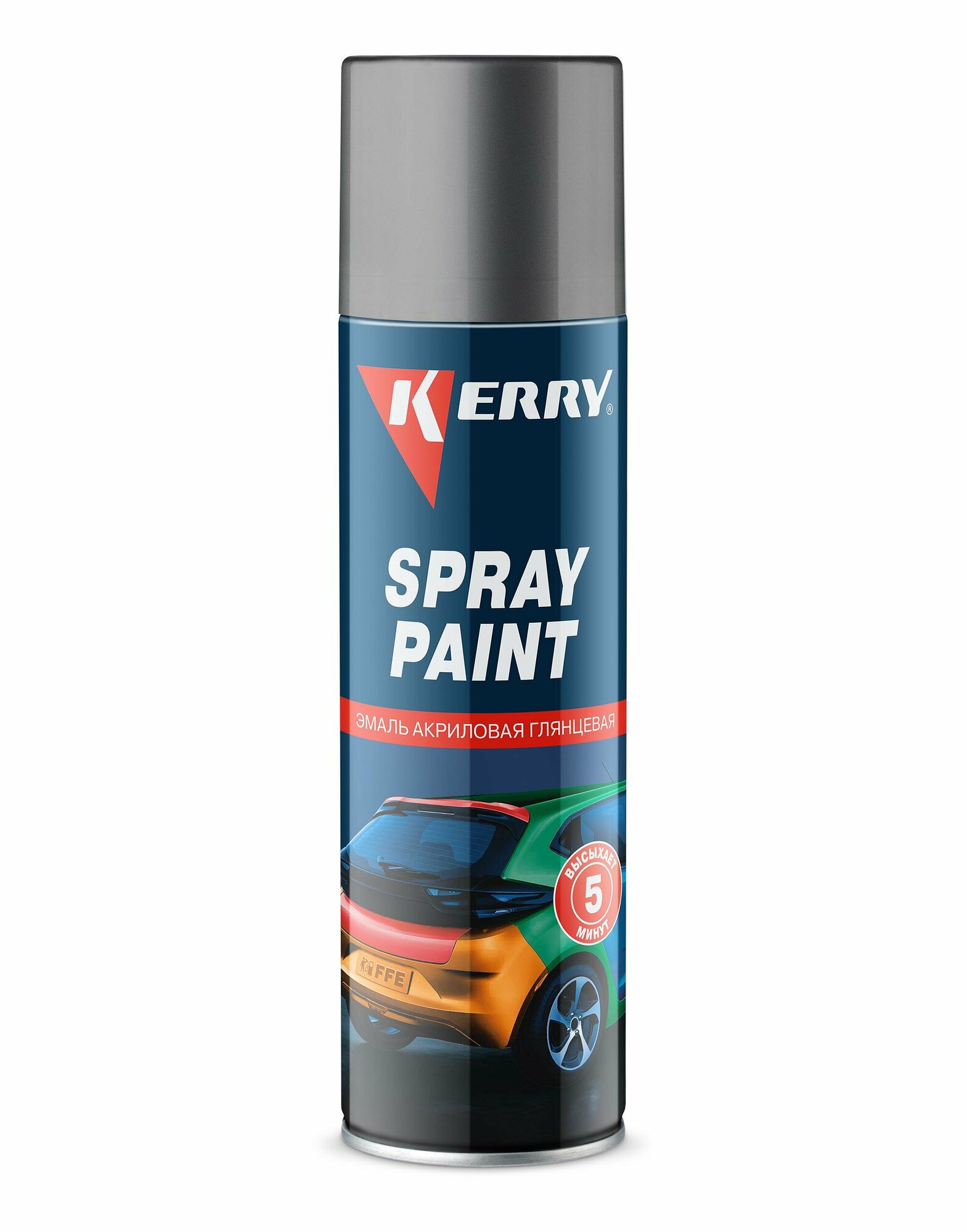 Эмаль акриловая быстросохнущая KERRY SPRAY PAINT Глянцевая алюминий