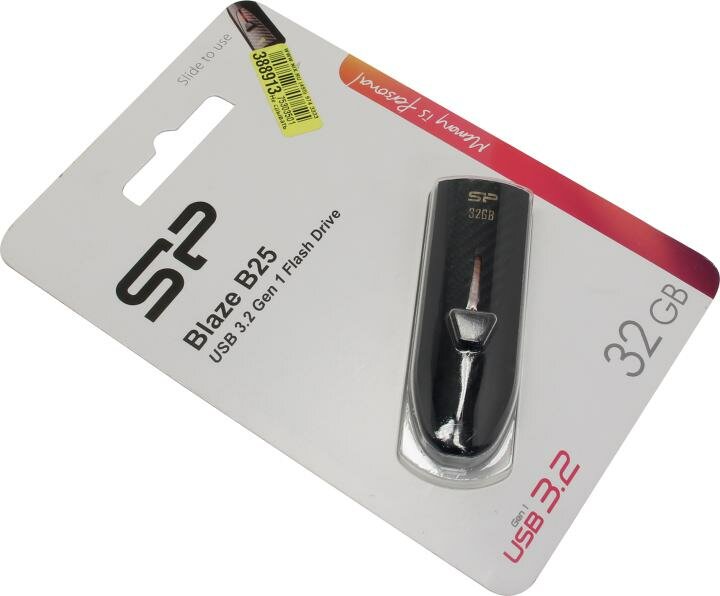 Флешка USB SILICON POWER Blaze B25 32Гб, USB3.0, черный [sp032gbuf3b25v1k] - фото №11