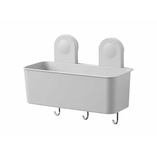 Полка для душа/мыла с крючком Ikea Ranen/Икеа Ранен, светло-серый, 26х11,5х9