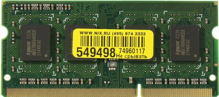 Память SO-DIMM DDR3 4Gb (pc-12800) 1600MHz Apacer Retail AS04GFA60CATBGC/DS.04G2K.KAM - фото №6