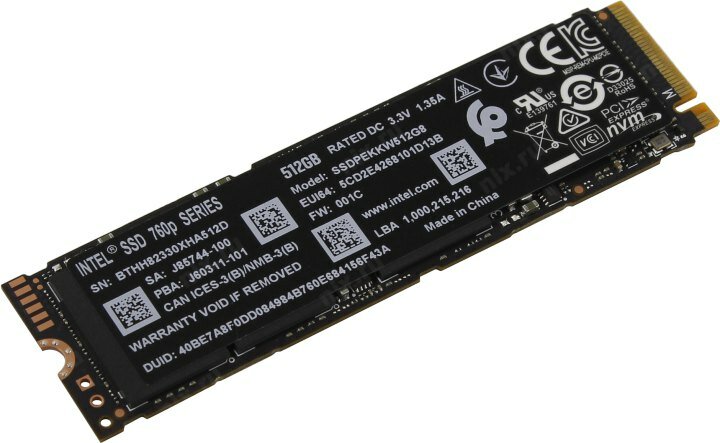 SSD накопитель INTEL 760p Series SSDPEKKW512G8XT 512Гб, M.2 2280, PCI-E x4, NVMe [ssdpekkw512g8xt 963291] - фото №20