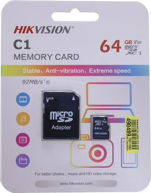 Карта памяти Hikvision microSDXC 64 ГБ Class 10, V30, UHS-I U1, R/W 92/10 МБ/с, адаптер на SD, 1 шт., черный - фото №10