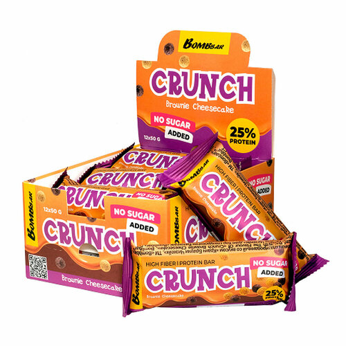 bombbar crunch protein bar набор 30шт по 50г брауни чизкейк Bombbar, CRUNCH Protein Bar, набор 40шт по 50г (Брауни чизкейк)