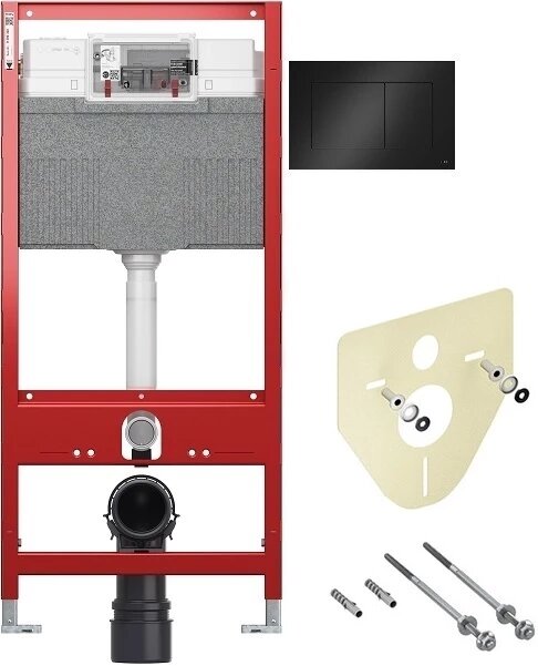 Система инсталляции TECE Base 9400414 4 в 1 с кнопкой смыва Now черный матовый
