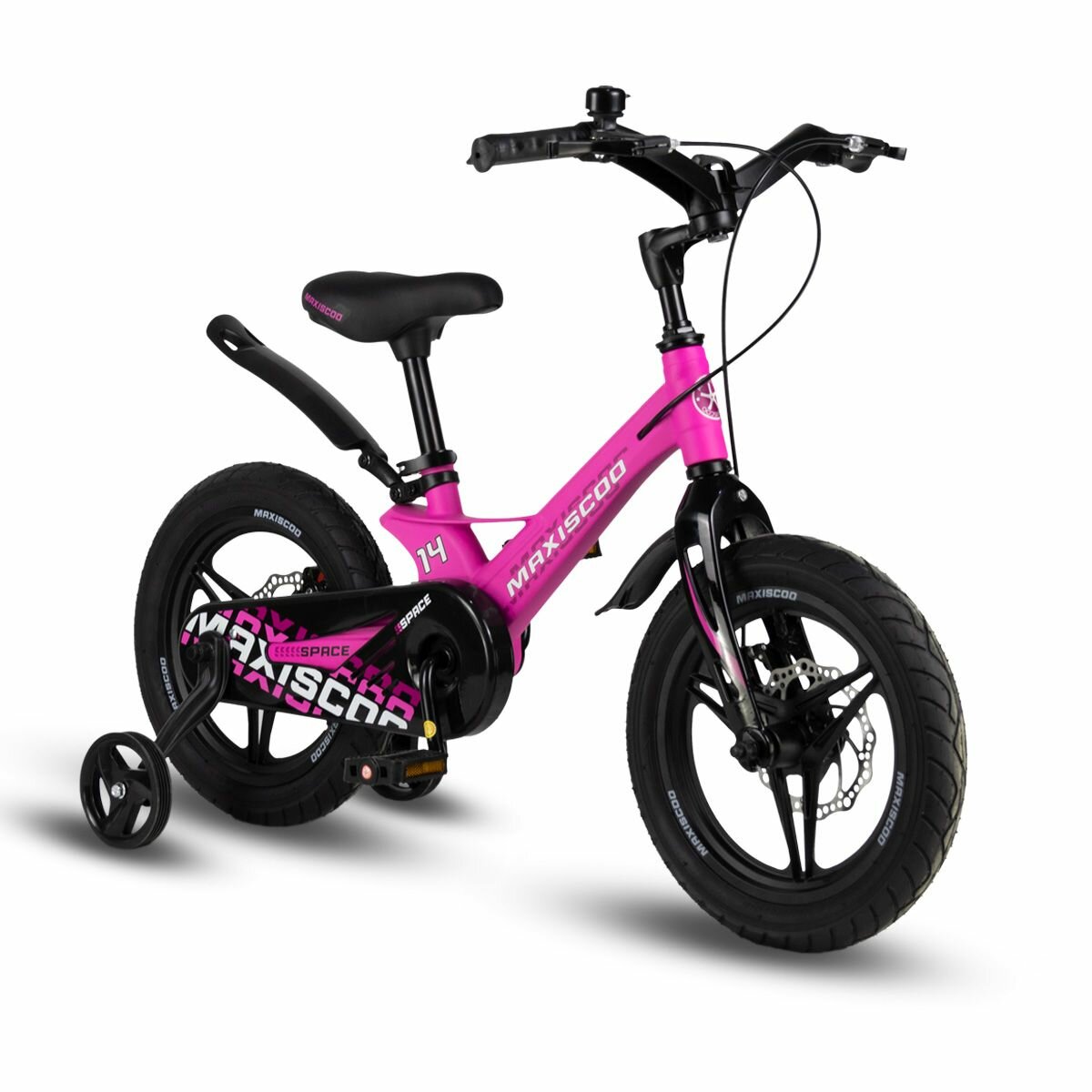 Велосипед MAXISCOO SPACE Deluxe Plus 14' (2024) Ультра-розовый Матовый MSC-S1432D (Рост 90-110 см)